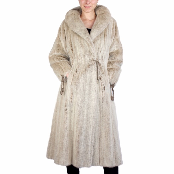 Unique Long Blush Real Mink Fur Coat w/Rope Ties! - Used Small - Picture 1 of 8